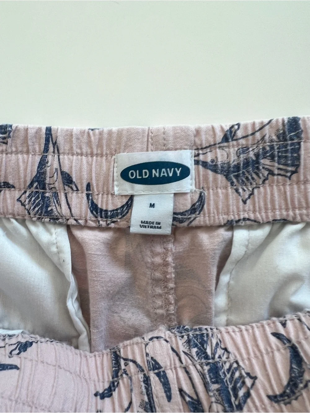 Old Navy Men’s Pink Shorts with Navy Marlin Print
